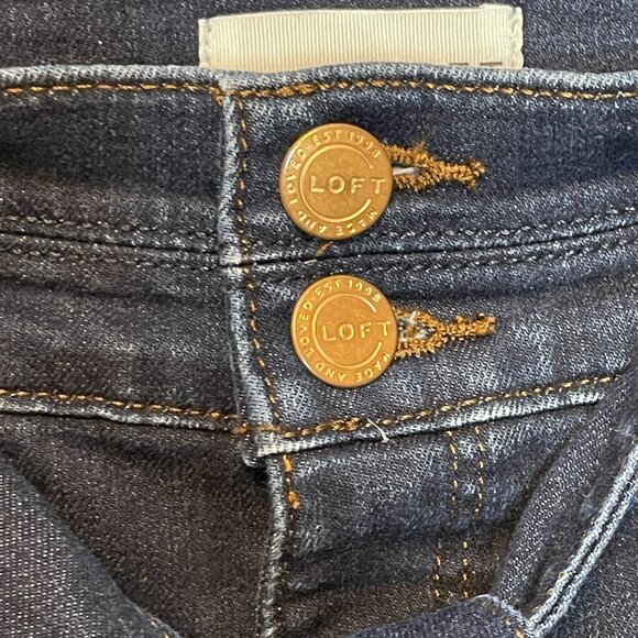 LOFT Women Dark Wash High Rise Skinny Modern Tapered Belted Denim Jean 6 - Picture 6 of 11